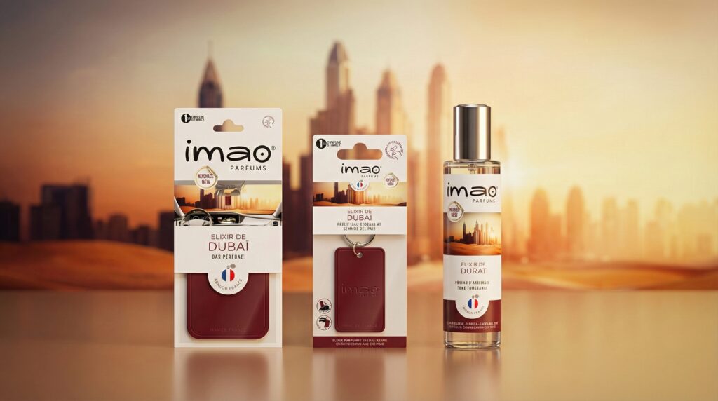 Elixir De Dubai gama zapachów samochodowych IMAO